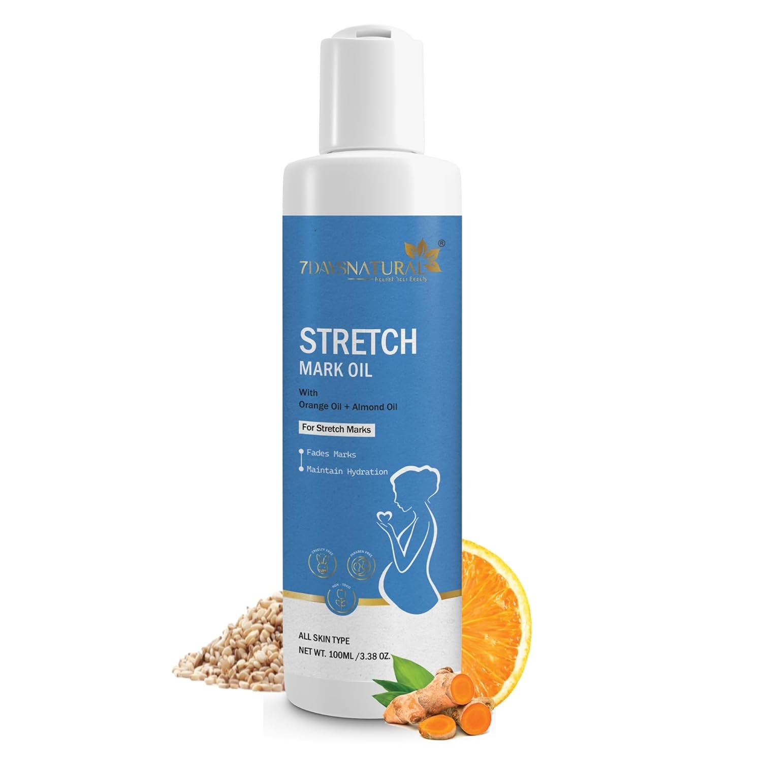 7DAYSNATURAL Anti Stretch Mark Oil For Men & Women | Natural Stretch Mark Oil For Skin Elasticity | Healing & Stretch Marks Removal(100 Ml)