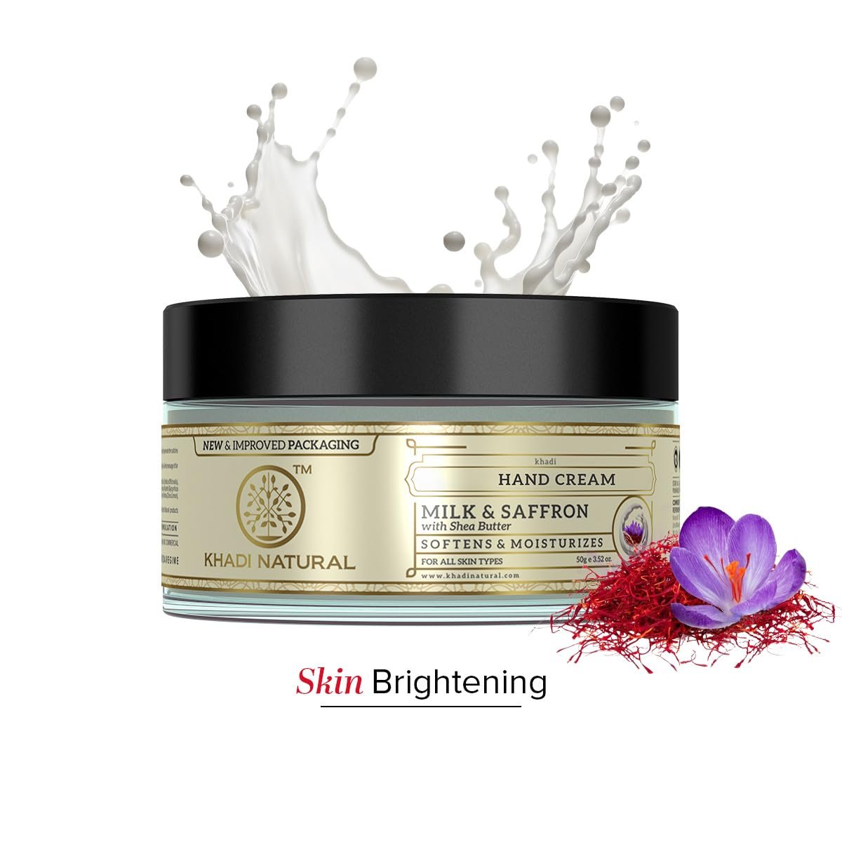 Khadi Natural Milk & Saffron Herbal Hand Cream with Shea Butter | Softens Rough Cuticles, Moisturizes | Prevents Dryness | Suitable for All Skin Types | 50g